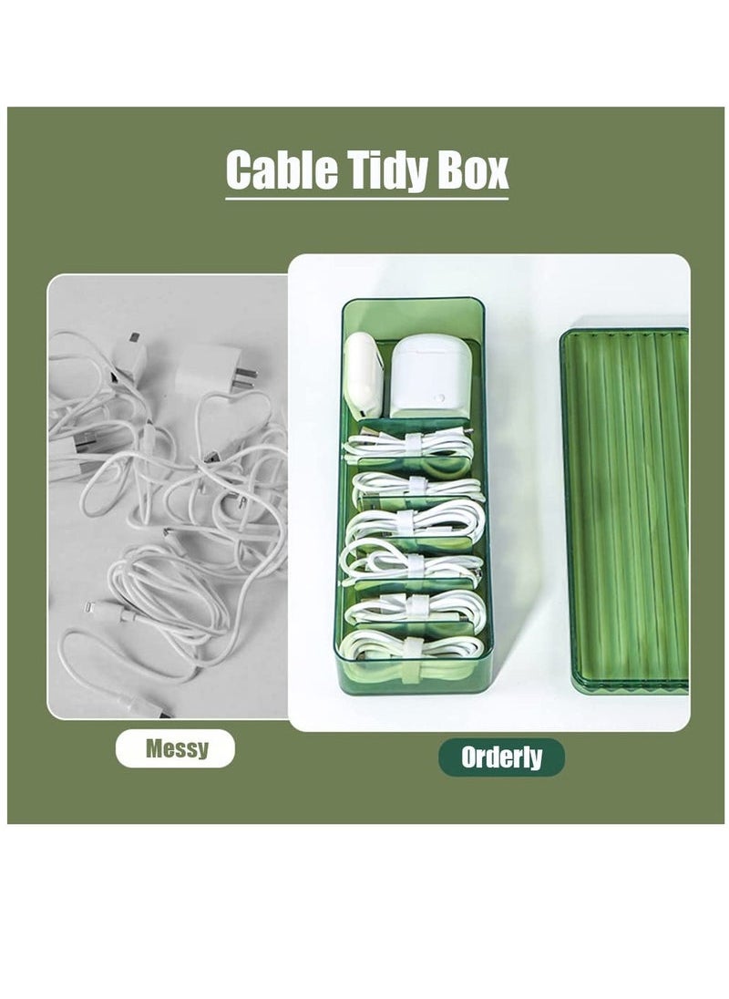 Captaintech Layer Cable Tidy Box with Lid, 7 Grids Cable Organizer Box, Large Wire Storage Box for Cables, Charger Plug, Power Strips, Transparent Cable Management Box, Free 3M Cable Ties Roll  - Image 5