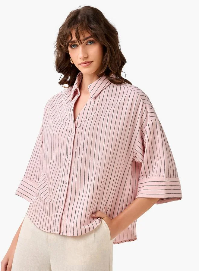 سبلاش فيڤ Boxy Shirt with Stripes