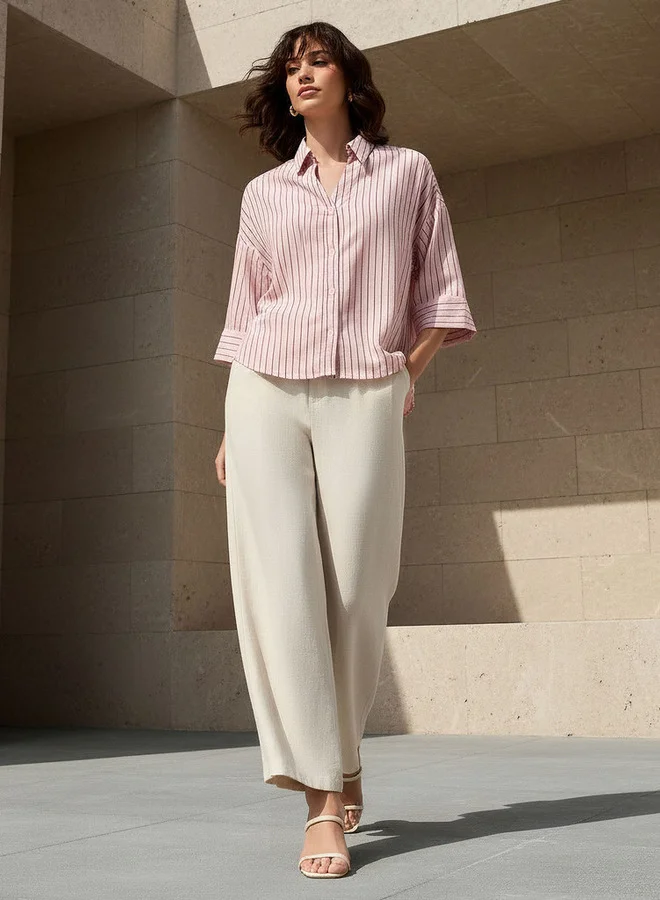 سبلاش فيڤ Boxy Shirt with Stripes