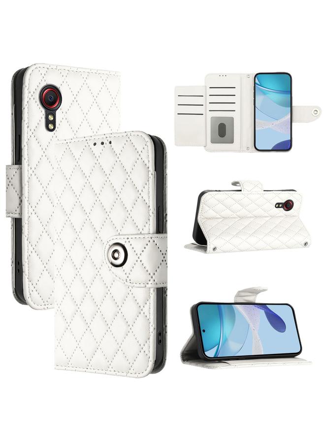 S-TOP Case For Samsung Galaxy Xcover 5 Rhombic Texture Flip Leather Phone Case with Lanyard - Image 1