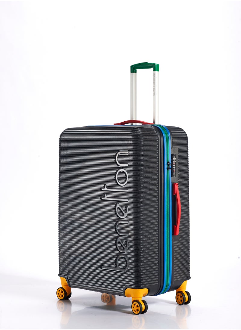 UNITED COLORS OF BENETTON - BNTA-204 Premium Quality Set of 3 Luggage with TSA Lock| Material- Acrylonitrile Butadiene Styrene| Adjustable Trolley Handle | Smooth Dual Wheels 360degree rotate| Cabin, Medium, Large| Black - Image 1