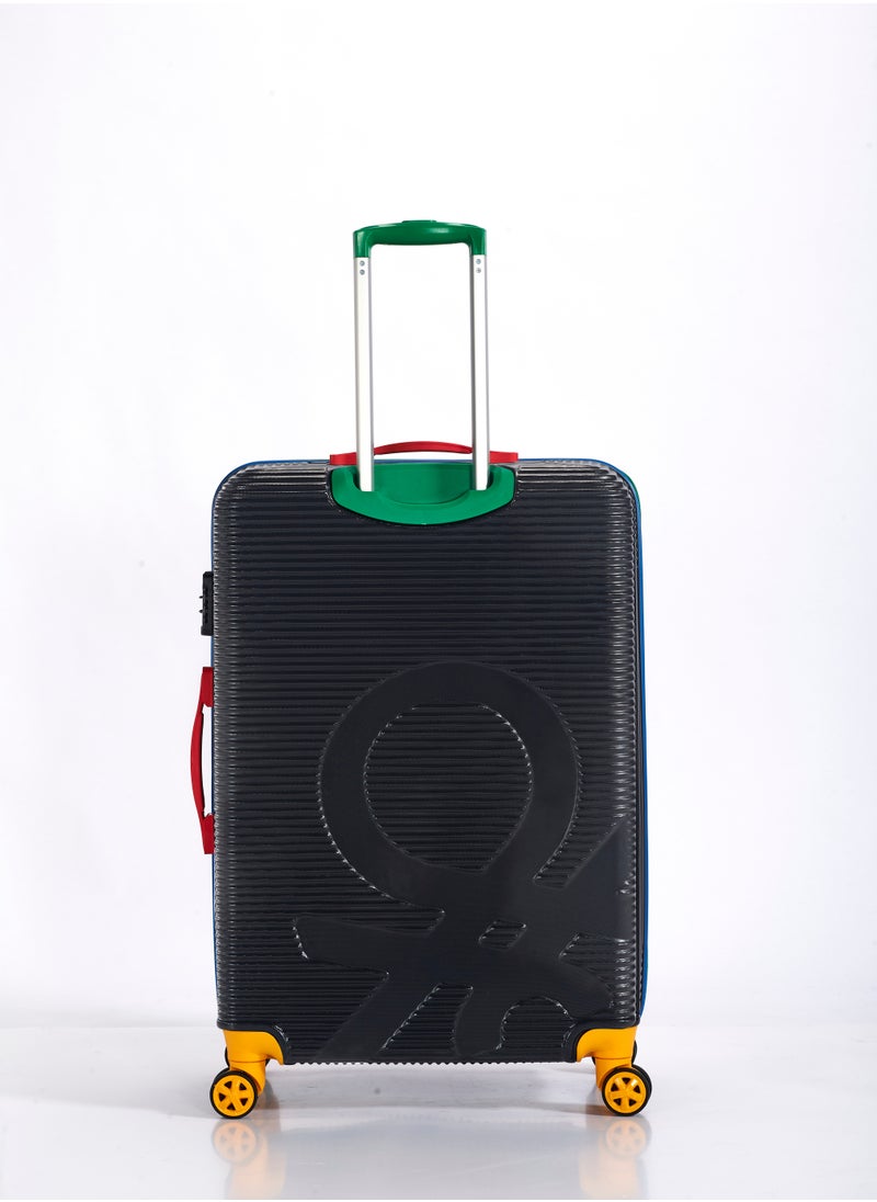 UNITED COLORS OF BENETTON - BNTA-204 Premium Quality Set of 3 Luggage with TSA Lock| Material- Acrylonitrile Butadiene Styrene| Adjustable Trolley Handle | Smooth Dual Wheels 360degree rotate| Cabin, Medium, Large| Black - Image 1