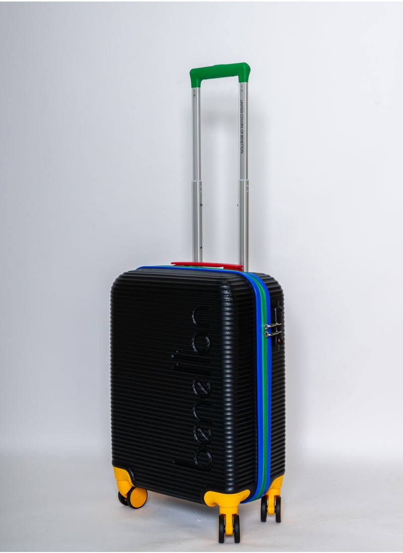 UNITED COLORS OF BENETTON - BNTA-204 Premium Quality Set of 3 Luggage with TSA Lock| Material- Acrylonitrile Butadiene Styrene| Adjustable Trolley Handle | Smooth Dual Wheels 360degree rotate| Cabin, Medium, Large| Black - Image 1