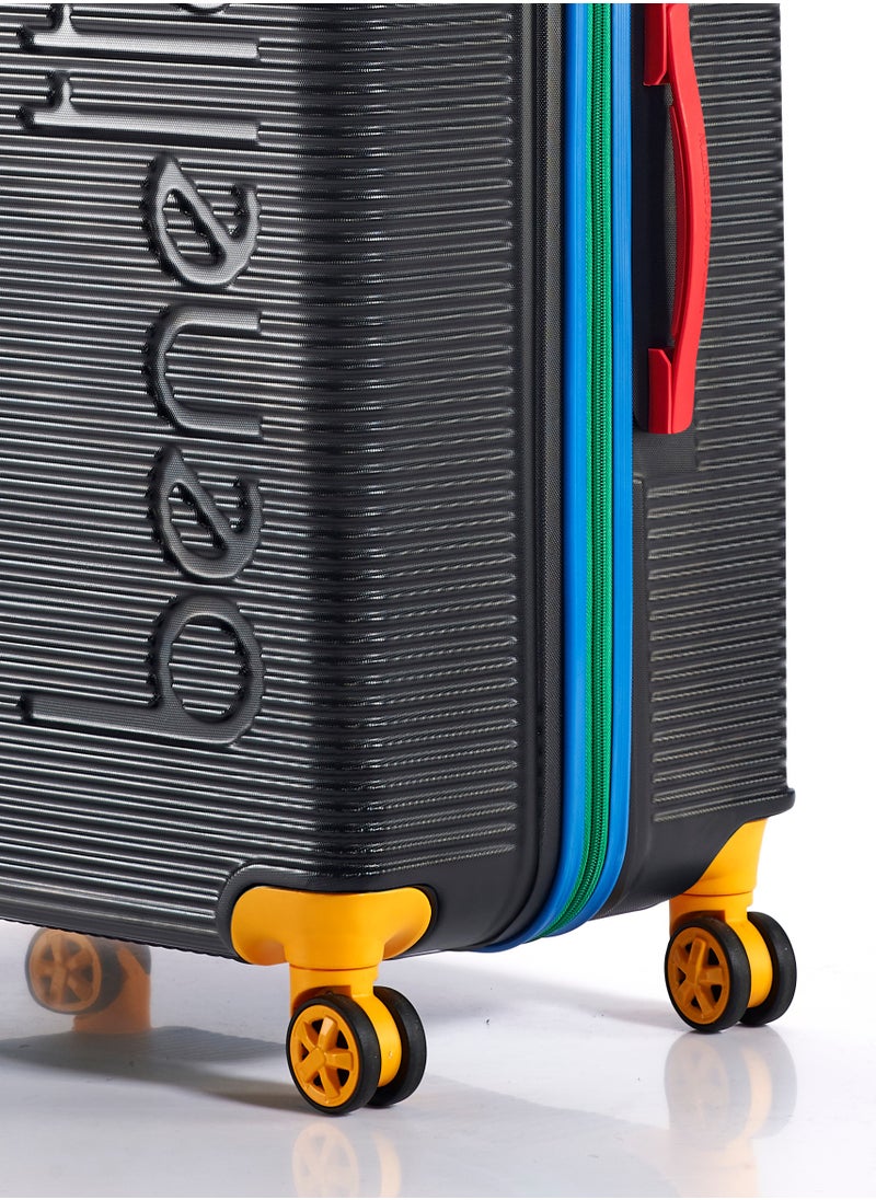 UNITED COLORS OF BENETTON - BNTA-204 Premium Quality Set of 3 Luggage with TSA Lock| Material- Acrylonitrile Butadiene Styrene| Adjustable Trolley Handle | Smooth Dual Wheels 360degree rotate| Cabin, Medium, Large| Black - Image 1