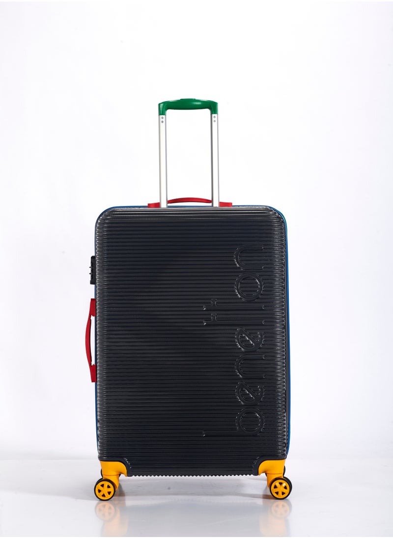UNITED COLORS OF BENETTON - BNTA-204 Premium Quality Set of 3 Luggage with TSA Lock| Material- Acrylonitrile Butadiene Styrene| Adjustable Trolley Handle | Smooth Dual Wheels 360degree rotate| Cabin, Medium, Large| Black - Image 1