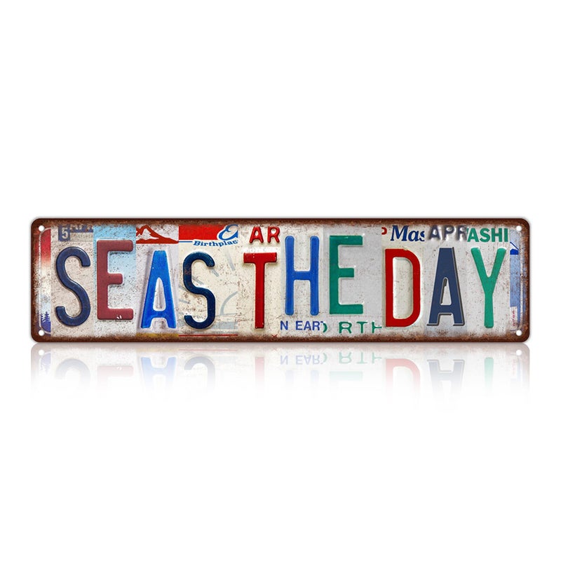 MTsigns Vintage Seas The Day Wall Decor Street Signs Metal Tin Signs 16 x 4 Inches - Image 1