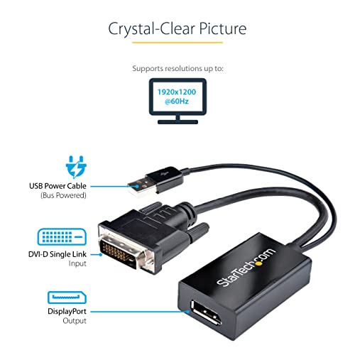 StarTech.com DVI to DisplayPort Adapter with USB Power - DVI-D to DP Video Adapter - DVI to Display - Image 4