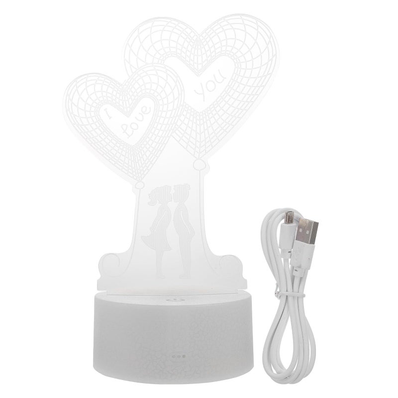 Touch Sensitive 3D Heart LED Night Light USB Rechargeable Romantic Bedroom Lamp - Image 2