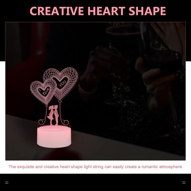 Touch Sensitive 3D Heart LED Night Light USB Rechargeable Romantic Bedroom Lamp - Image 5