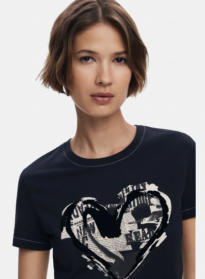 DESIGUAL Newspaper heart T-shirt - Image 2