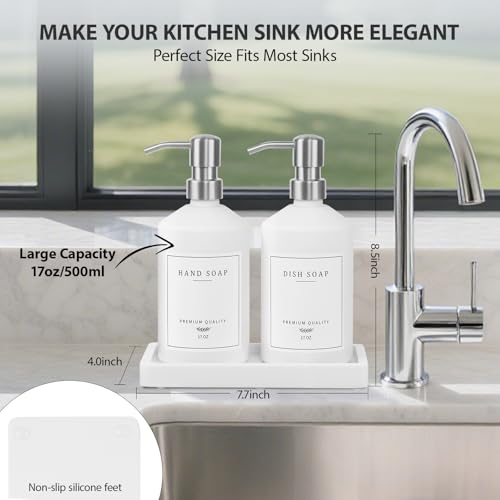 eggs sound White Glass Soap Dispenser for Kitchen, Dish and Hand Soap Dispenser with Silver Stainless Steel Pump, Modern Kitchen Decor and Accessories (White Bottle/Silver Pump) - Image 2