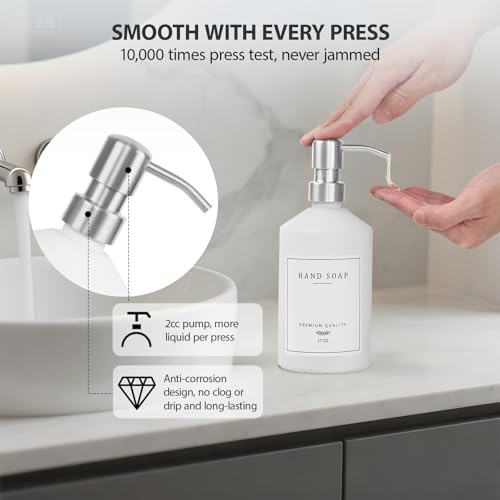 eggs sound White Glass Soap Dispenser for Kitchen, Dish and Hand Soap Dispenser with Silver Stainless Steel Pump, Modern Kitchen Decor and Accessories (White Bottle/Silver Pump) - Image 3