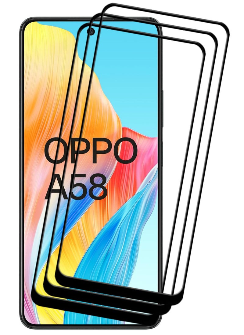 ACLIX 3 Pieces Antistatic ESD Dustproof Premium Quality High Definition Tempered Glass Screen Protector Designed For Oppo A58 4G - Image 1