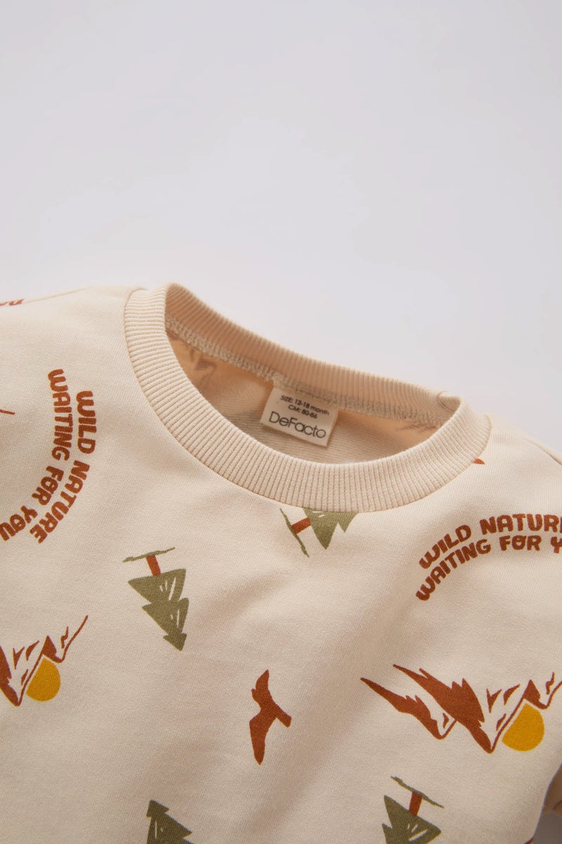 DeFacto Baby Boy Patterned Sweatshirt Bottom 2 Piece Set - Image 5