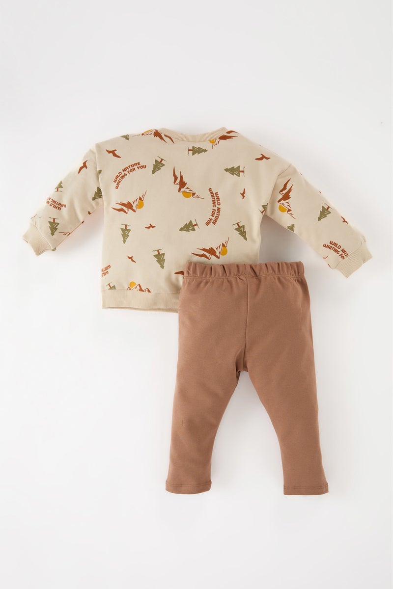 DeFacto Baby Boy Patterned Sweatshirt Bottom 2 Piece Set - Image 3
