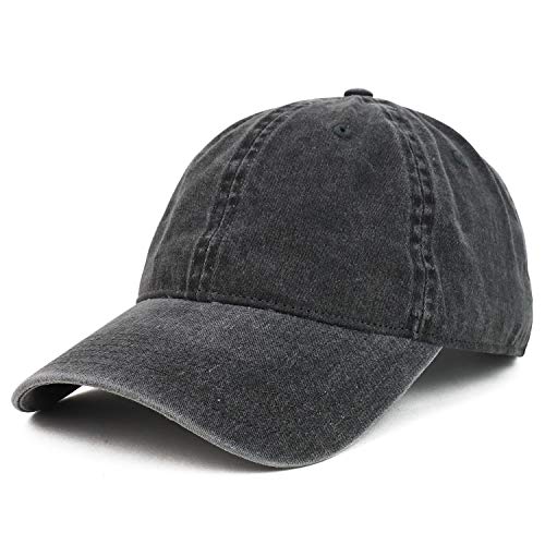 Armycrew XXL Oversize Big Washed Cotton Pigment Dyed Unstructured Baseball Cap - Black - Image 1