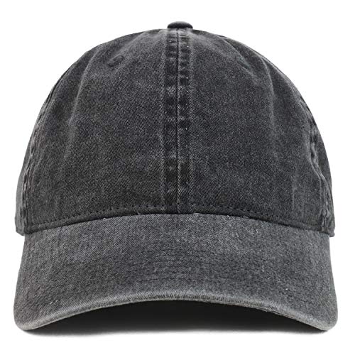Armycrew XXL Oversize Big Washed Cotton Pigment Dyed Unstructured Baseball Cap - Black - Image 2