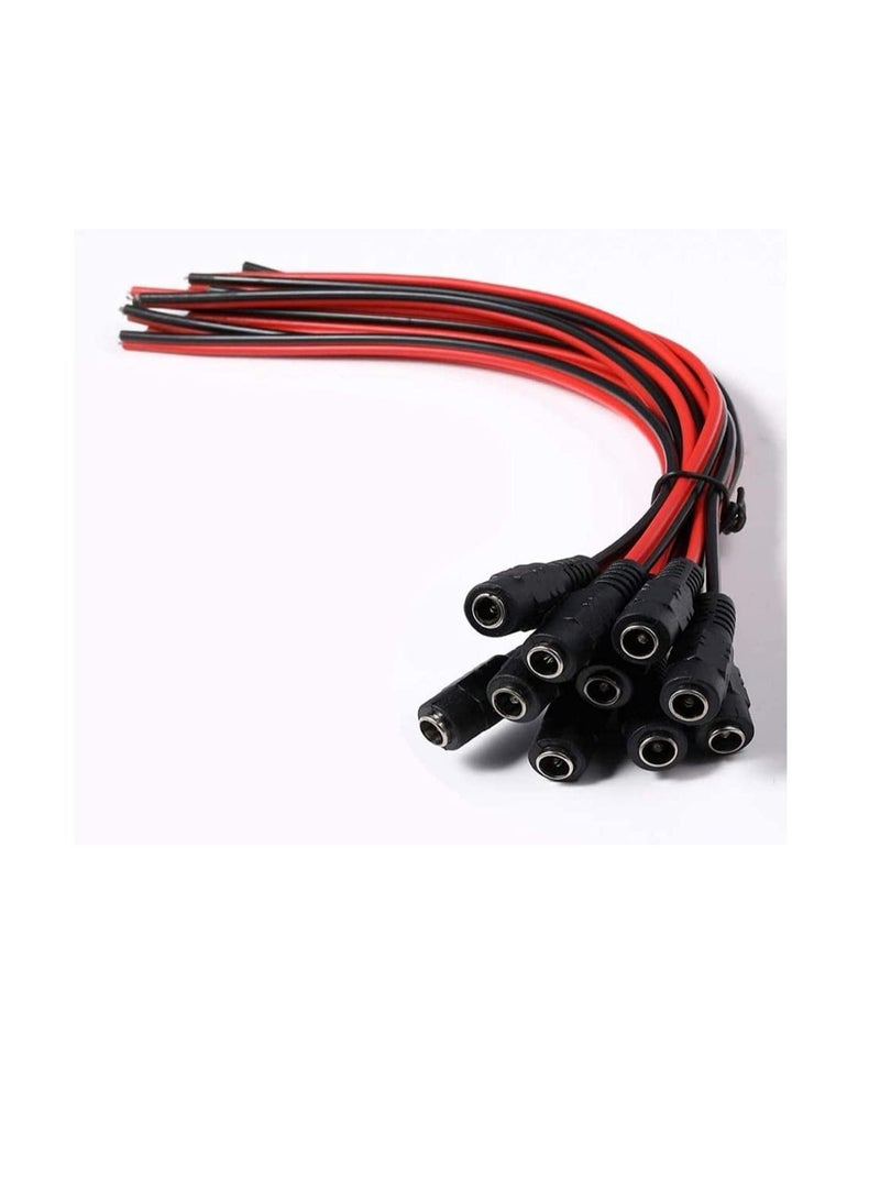 10Pcs DC Power Supply Wire Jack Plug Wire Connector for CCTV Security Camera and Lighting Power Adapter (Female Pin) - Image 1