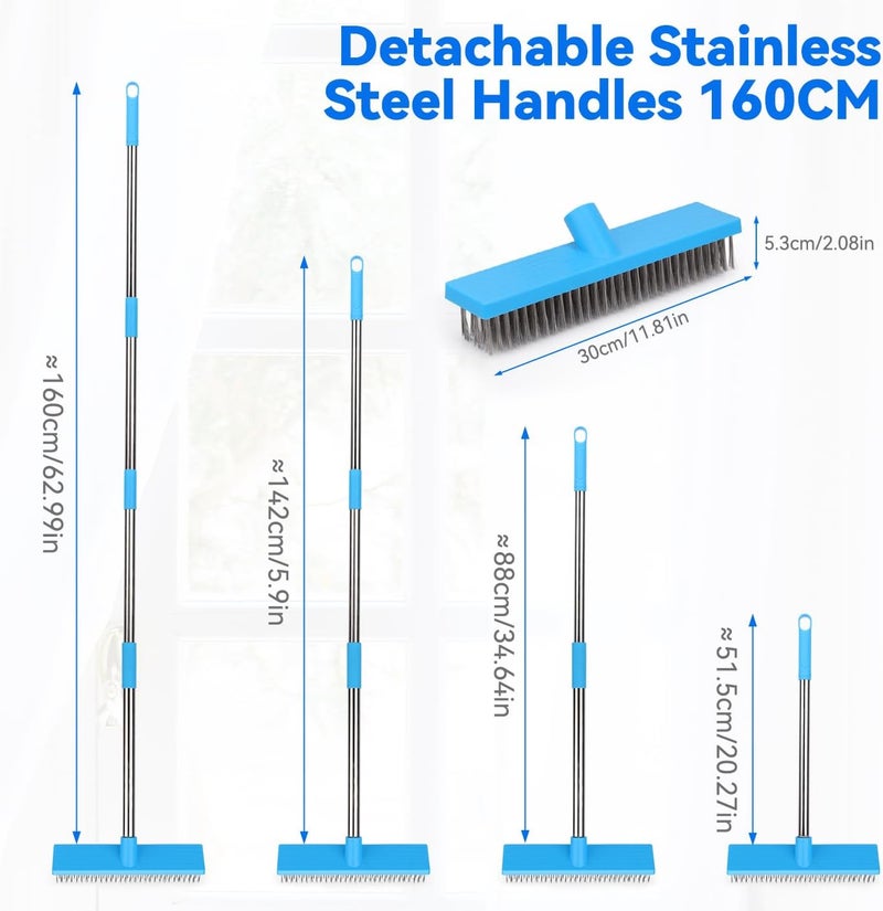 BeiLan Heavy Duty Wire Broom with 70" Telescopic Handle: Stainless Steel Outdoor Broom for Cleaning Moss Concrete Floors Grout Gardens Patio Deck Concrete Garage - Image 3