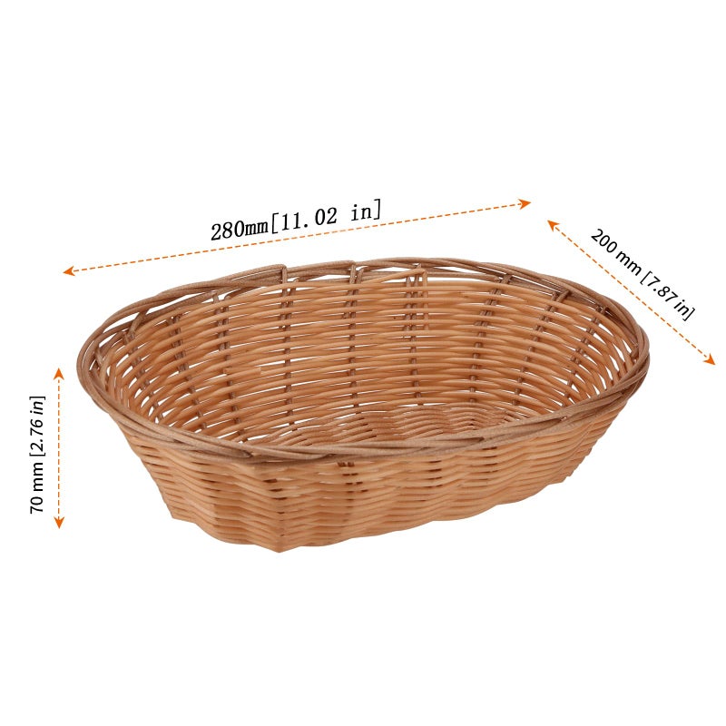 Hozeon 15 Pack 11 X 7.87 X 2.8 Inches Plastic Oval Basket  Wicker Bread Baskets  Woven Bread Baskets  Food Storage Basket Fruit Serving Baskets For Kitchen  Restaurant  Light Brown - Image 2