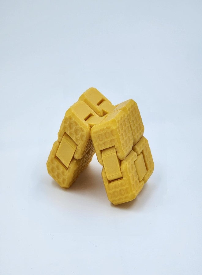 CUBIX3D Infinity Cube Fidget Toy - 40mm Yellow Honeycomb Pattern, Stress Relief Puzzle Cube for Kids & Adults, Focus & Anxiety Relief Gadget - Image 2