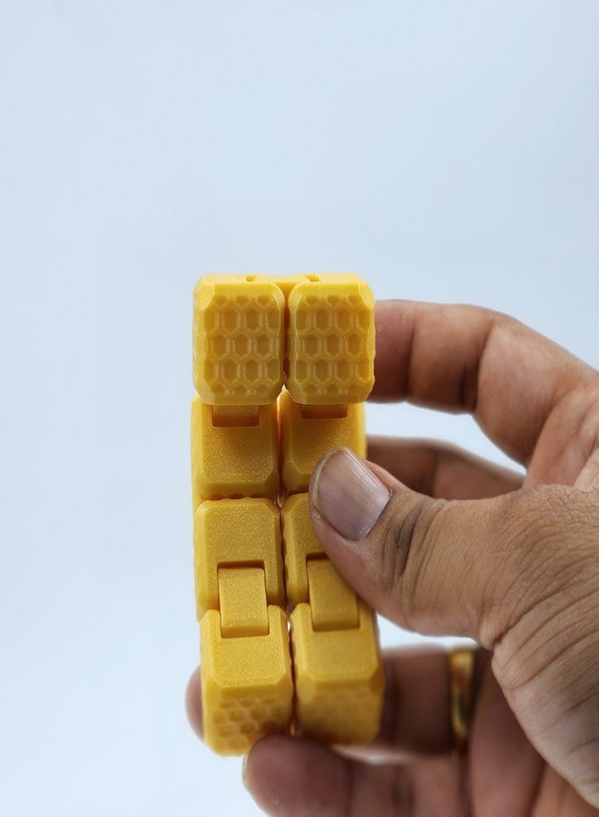 CUBIX3D Infinity Cube Fidget Toy - 40mm Yellow Honeycomb Pattern, Stress Relief Puzzle Cube for Kids & Adults, Focus & Anxiety Relief Gadget - Image 4