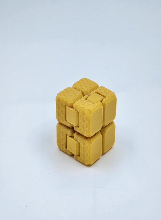 CUBIX3D Infinity Cube Fidget Toy - 40mm Yellow Honeycomb Pattern, Stress Relief Puzzle Cube for Kids & Adults, Focus & Anxiety Relief Gadget - Image 1