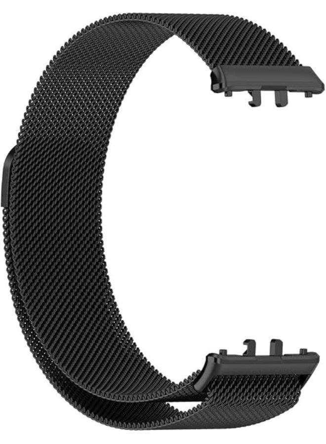 QIRG Compatible for Samsung Galaxy Fit 3 Band, Stainless Steel Mesh Loop Adjustable Magnetic Clasp Smartwatch Strap Wristband for Galaxy Fit3 (Black) - Image 2