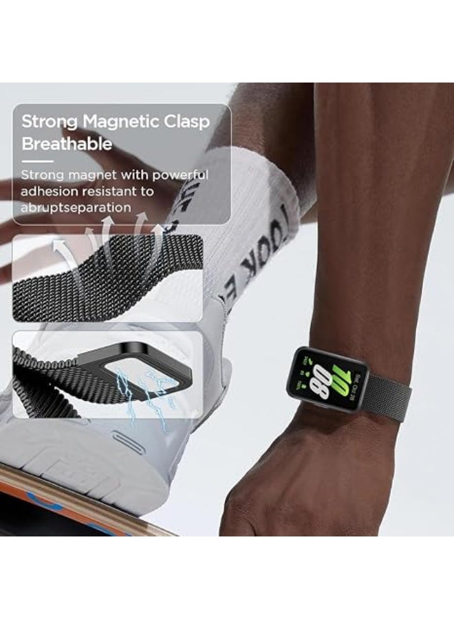 QIRG Compatible for Samsung Galaxy Fit 3 Band, Stainless Steel Mesh Loop Adjustable Magnetic Clasp Smartwatch Strap Wristband for Galaxy Fit3 (Black) - Image 5