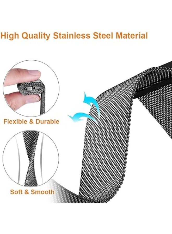 QIRG Compatible for Samsung Galaxy Fit 3 Band, Stainless Steel Mesh Loop Adjustable Magnetic Clasp Smartwatch Strap Wristband for Galaxy Fit3 (Black) - Image 4