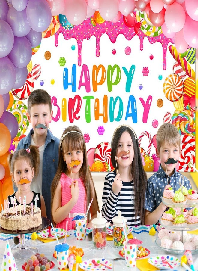 افيزانو لافتة عيد ميلاد أفزانو كانديلاند، خلفية حفلة عيد ميلاد للأطفال بتصميم حلوى لذيذة، مصاصات ملونة، زينة حفلة عيد ميلاد بطابع الحلوى، دعائم تصوير، 70.8 × 43.3 بوصة - Image 3