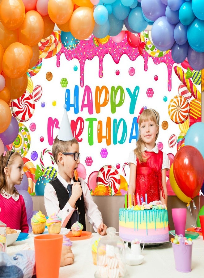 افيزانو لافتة عيد ميلاد أفزانو كانديلاند، خلفية حفلة عيد ميلاد للأطفال بتصميم حلوى لذيذة، مصاصات ملونة، زينة حفلة عيد ميلاد بطابع الحلوى، دعائم تصوير، 70.8 × 43.3 بوصة - Image 4