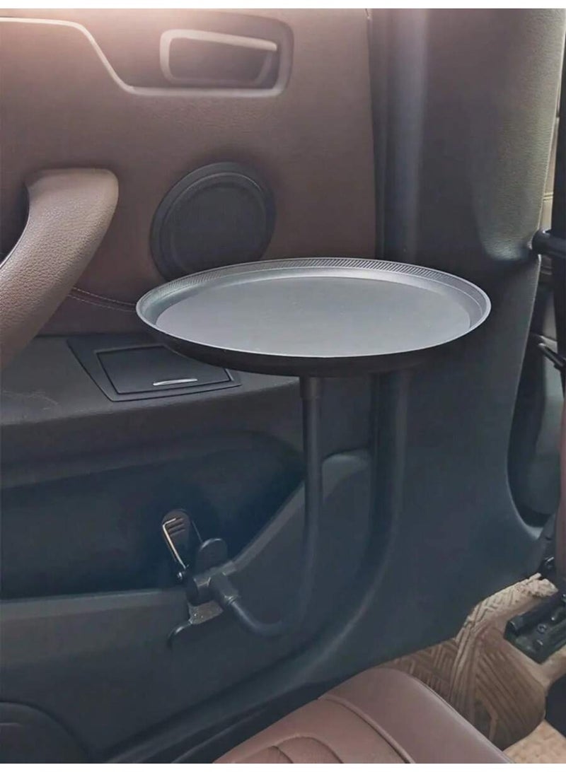 Adjustable Food Tray for Car, 360° Swivel Non-Slip Car Food Table for Drinks and Snacks, 8.7 Inches Diameter Swivel Car Clip Type Tray for Eating, Universal Car Accessories (Black) - Image 3