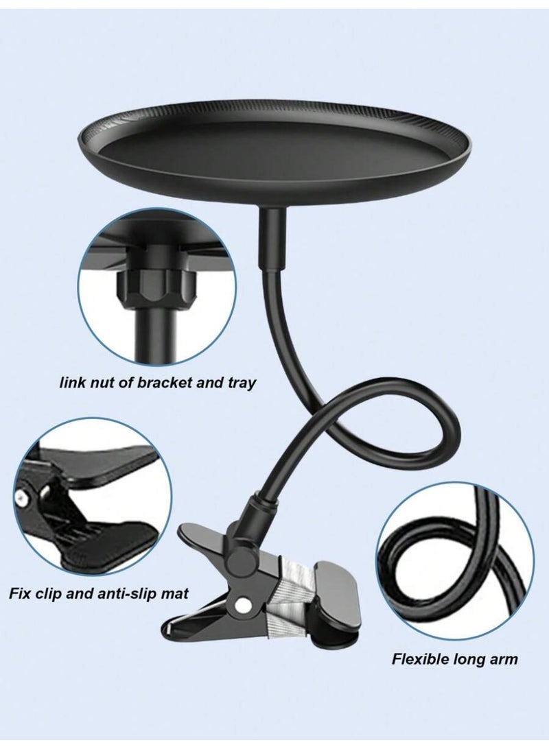 Adjustable Food Tray for Car, 360° Swivel Non-Slip Car Food Table for Drinks and Snacks, 8.7 Inches Diameter Swivel Car Clip Type Tray for Eating, Universal Car Accessories (Black) - Image 5