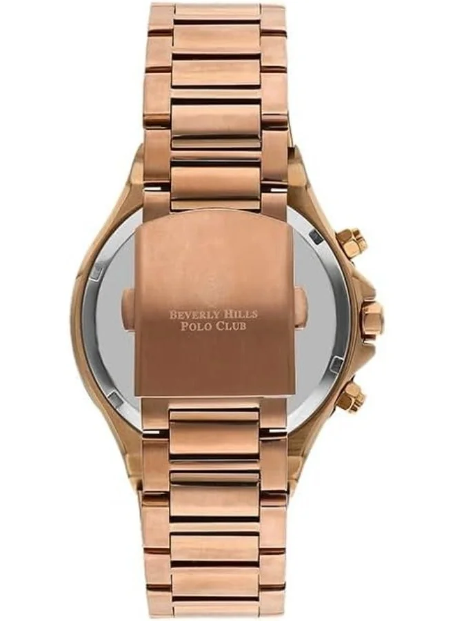 BEVERLY HILLS POLO CLUB Men's JP25 Movement Watch, Multi Function Display and Metal Strap - BP3361X.450, Rose Gold