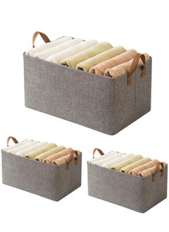Generic 3Pcs Storage Basket Shelf Storage Basket Wardrobe Organization Box Wardrobe Storage Box Organization Storage Box Household Clothes Storage Artifact Foldable (Grey)  - Image 1