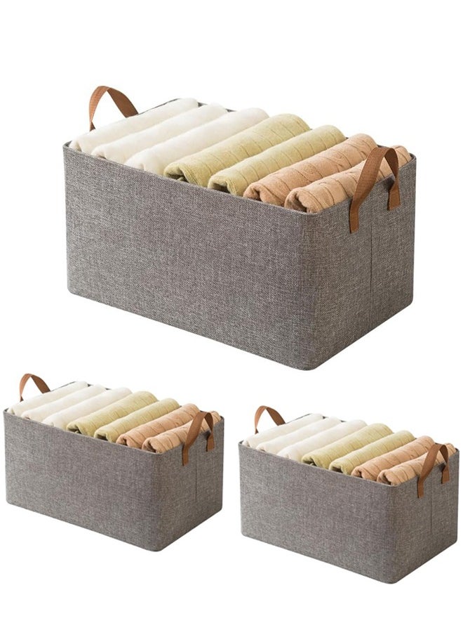 Generic 3Pcs Storage Basket Shelf Storage Basket Wardrobe Organization Box Wardrobe Storage Box Organization Storage Box Household Clothes Storage Artifact Foldable (Grey)  - Image 1