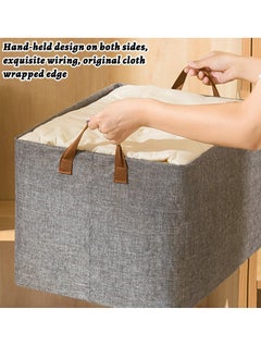 Generic 3Pcs Storage Basket Shelf Storage Basket Wardrobe Organization Box Wardrobe Storage Box Organization Storage Box Household Clothes Storage Artifact Foldable (Grey)  - Image 2