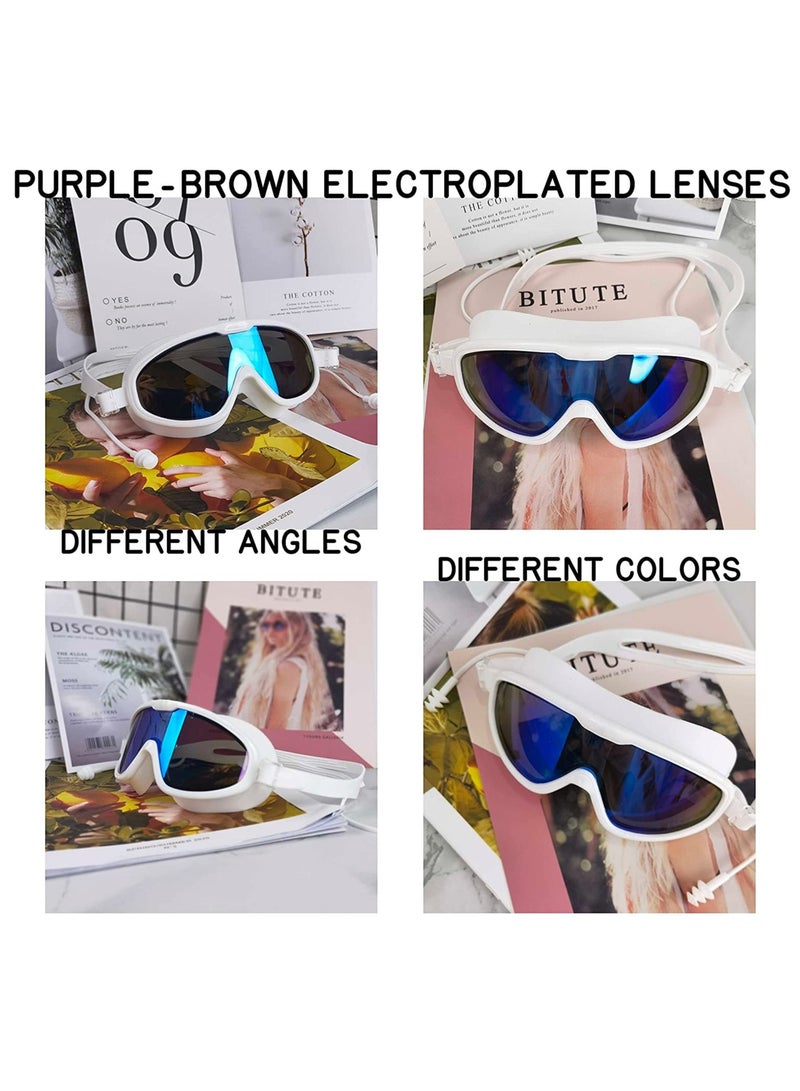 SYOSI Kids Swim Goggles - HD Wide Side, Anti-Fog, and UV Protection for Small Faces Adults With Conjoined Earplugs Easy Adjustment UP Goggles, Side And Anti Fog Spray Kids Goggles Swimming 8-12 (White) - Image 3
