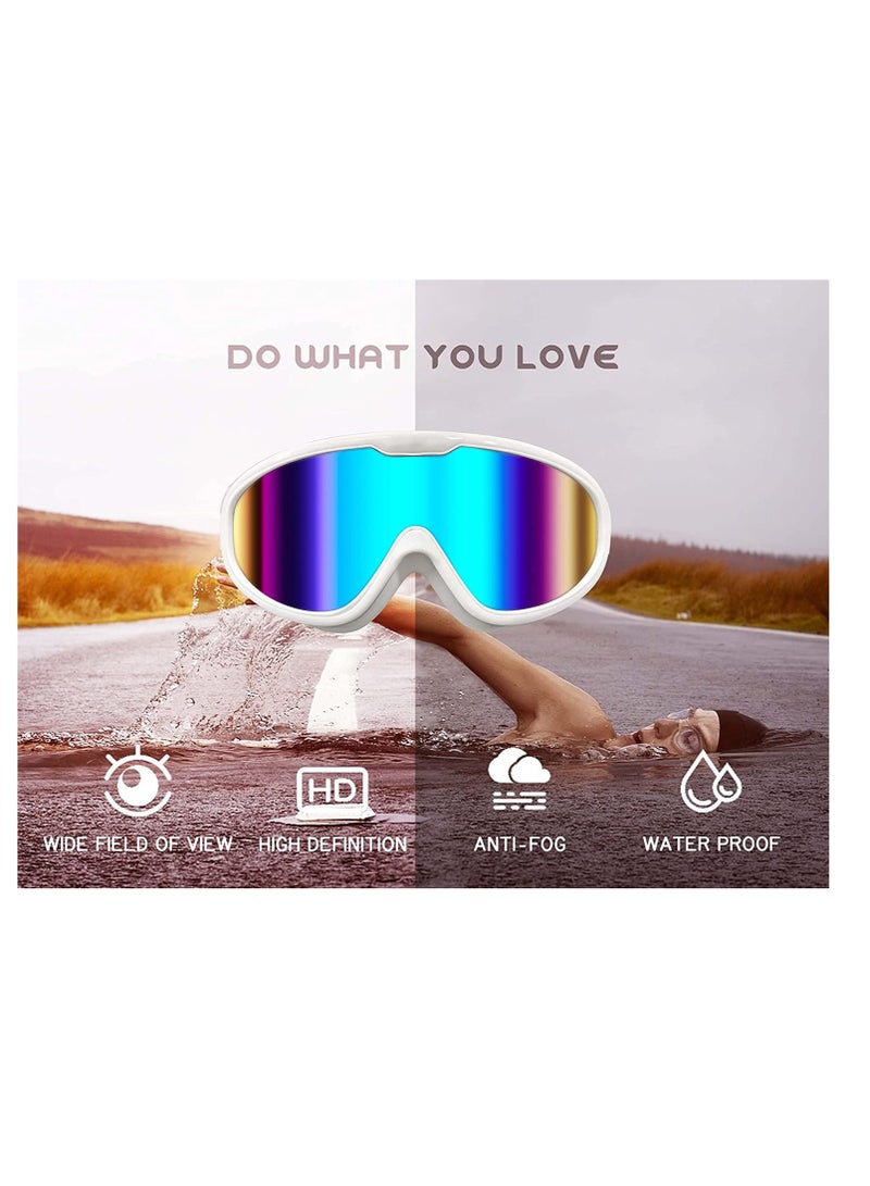 SYOSI Kids Swim Goggles - HD Wide Side, Anti-Fog, and UV Protection for Small Faces Adults With Conjoined Earplugs Easy Adjustment UP Goggles, Side And Anti Fog Spray Kids Goggles Swimming 8-12 (White) - Image 2