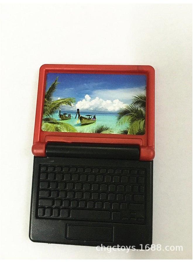 Miniature Office Doll Notebook Computer Accessories Handheld Shrink Food Play Model Toy Foldable 6.1g-Color:Black Room With Big Red Cover-Height:Size: 4.3*3.5*0.7cm  - Image 1
