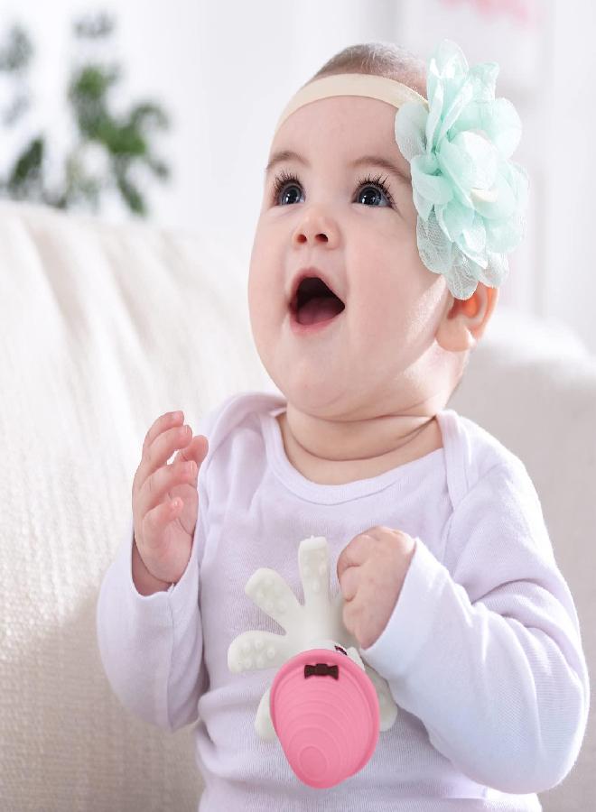 Mombella Baby Teethers for Babies 3-6-12-18 Months, Baby Teething Toys 9 Month Old, Mombella Octopus Squishy Silicone Chew Toys for Infant, Baby Shower Gifts for Girls, Message Sore Gums, Pink - Image 2