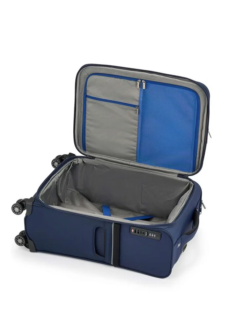Samsonite 73H Suitcase Cabin Size 55 cm / 20 inch, 4 Spinner Wheels, 100% Nylon, Navy|Soft Top|Front Pocket Compartment|TSA Combination Lock - 10 Years International Warranty