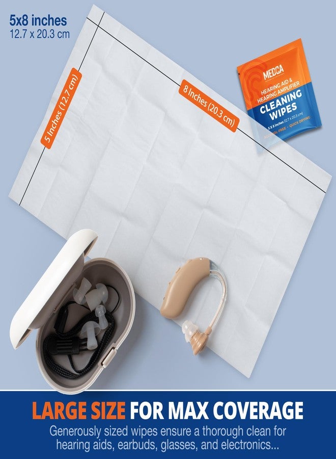 MEDca Hearing Aid Cleaning Wipes - 100 Individually Wrapped Pre-Moistened Alcohol-Free Wipes for Hearing Aids, Amplifiers, Earbuds, Audio & Electronics - Portable, Quick-Drying, Gentle, Daily Use & Travel - Image 2