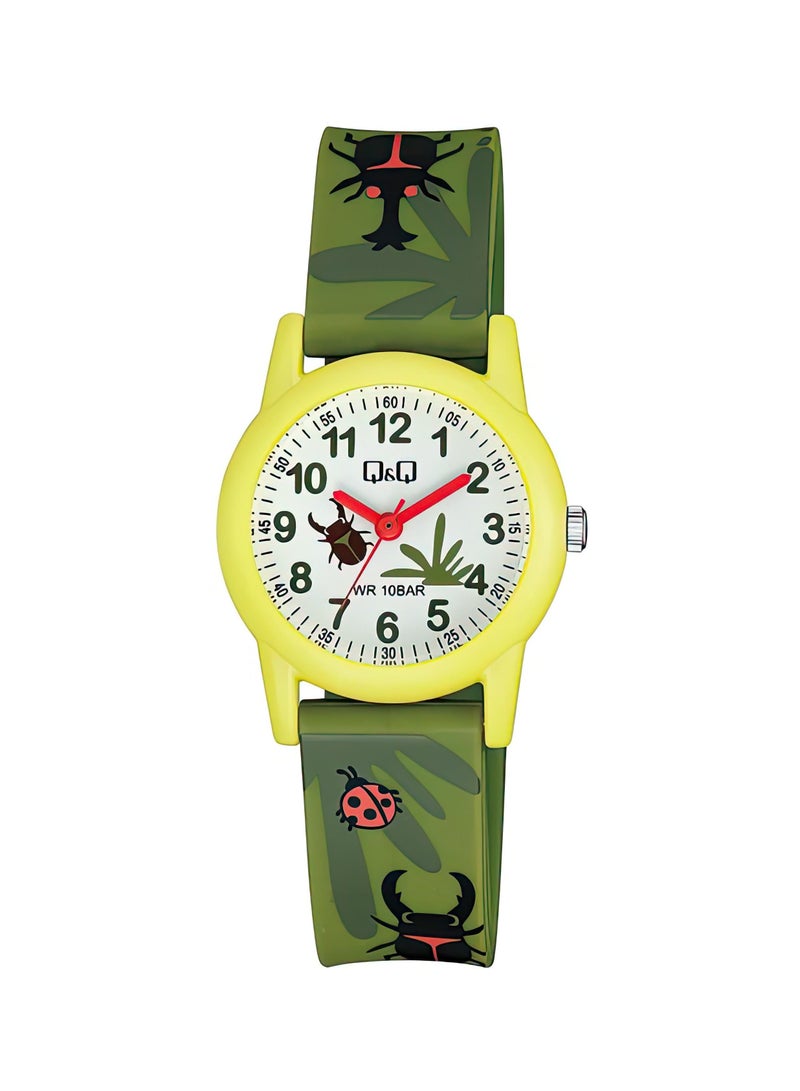Q&Q Q&Q Watch Unisex, Quartz Movement, Analog Display, Green Resin Strap-VR99J016Y 