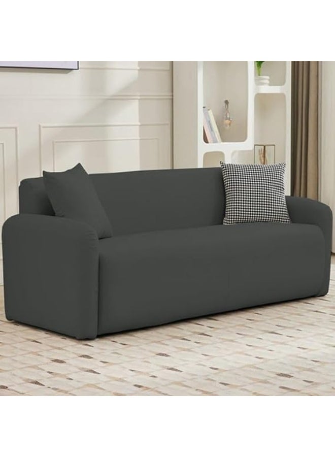 Ripple FURNITURE UAE Homes Trendy 2-Seater Sofa, Stain-Resistant Fabric, Square Arms (Dark Grey) - Image 1