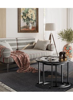 AGD Simple Oriental Coffee Tables with Creative Clear Glass Desktop 2 Nesting Table Set for Living Room  - Image 3