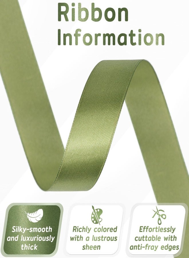 Apeseek 60 Yards Olive Green Satin Ribbon 7/8 Inch, Solid Polyester Fabric Ribbon for Gift Wrapping, Crafts, Flower Bouquet, Wedding Party, Gratuation, Festival, Christmas - Image 2