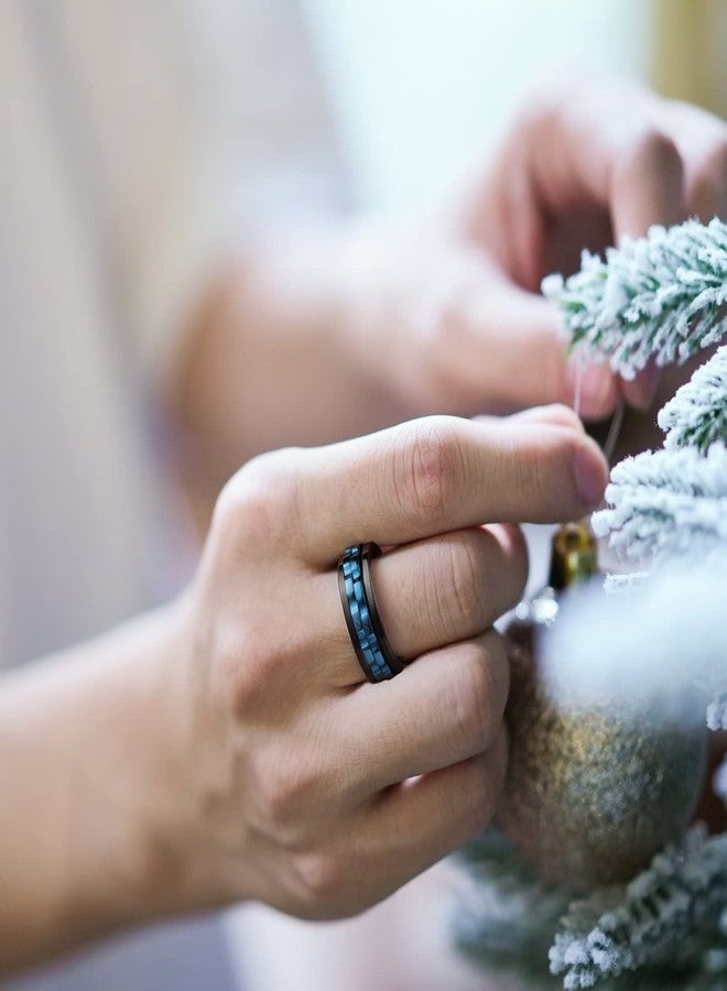 King Will 316L Stainless Steel Spinner Ring for Men-8mm Black Fidget Spinner Ring in Blue Gear, Anxiety Relief and Stress Free Wedding Band Comfort Fit Size 12 - Image 4