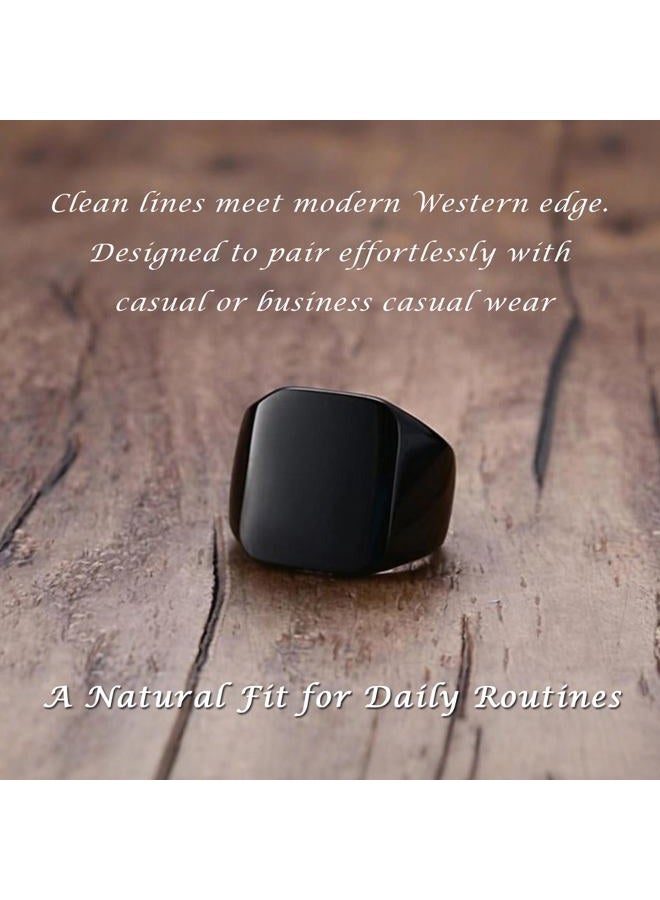 enhong Black Signet Rings for Men Solid Polished Stainless Steel Biker Ring Ideal Gift for Dad & Boyfriend Size 7, Stainless Steel, not known - Image 5